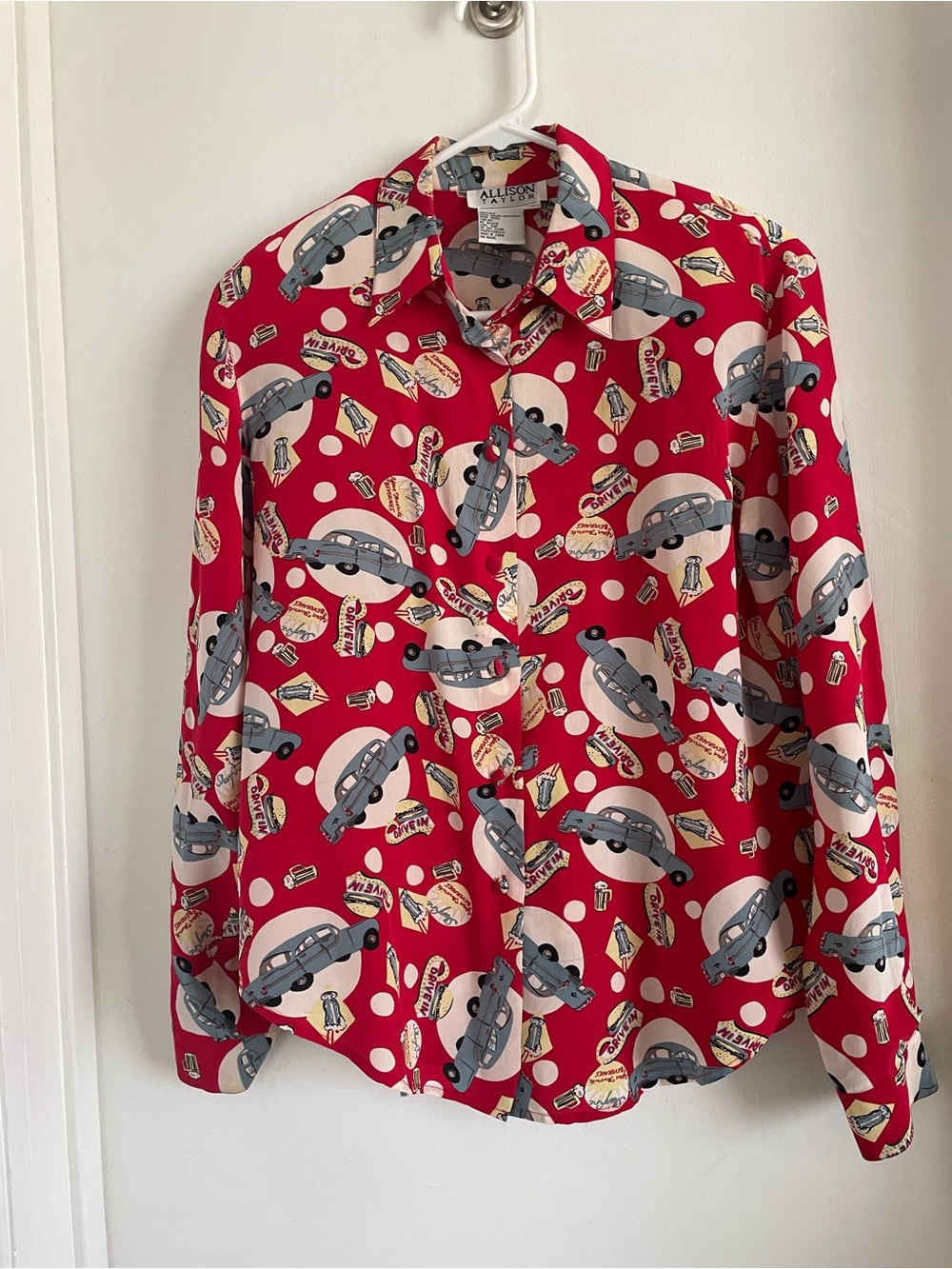 Allison Taylor Red Printed Button-Down Shirt